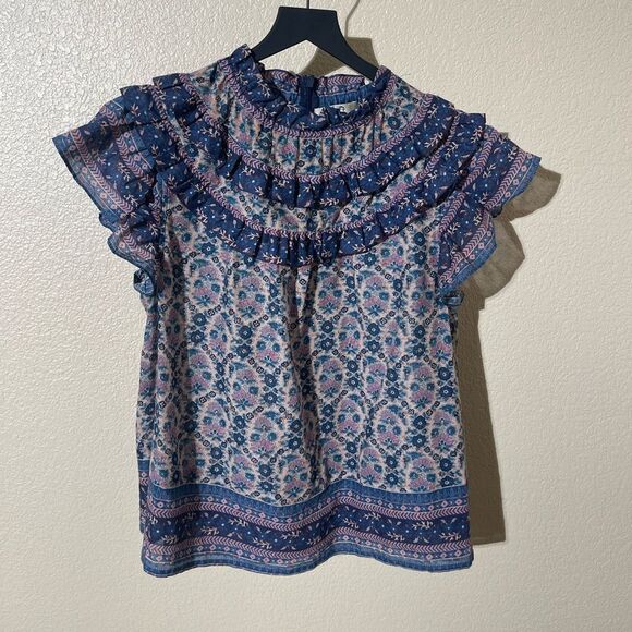 Sea New York Blue and Pink Patterned Blouse - Picture 1 of 6